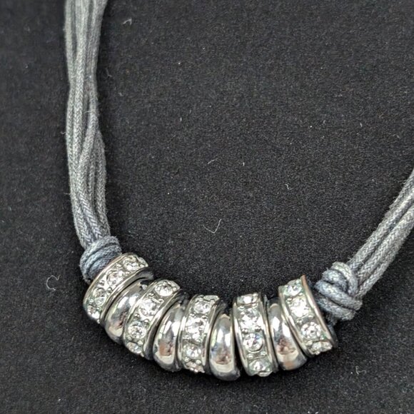 Vintage 7-Strand Rhinestone Cord Necklace - Picture 3 of 5